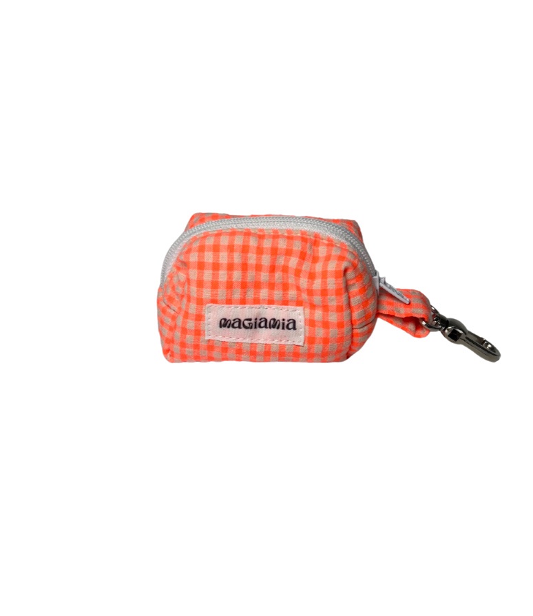 Portabolsas vichy flúor naranja