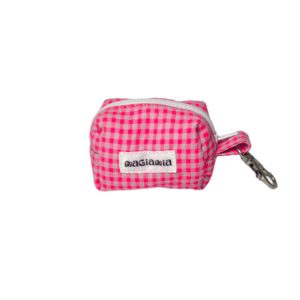 Portabolsas vichy flúor rosa