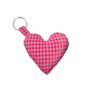Llavero corazón vichy flúor rosa