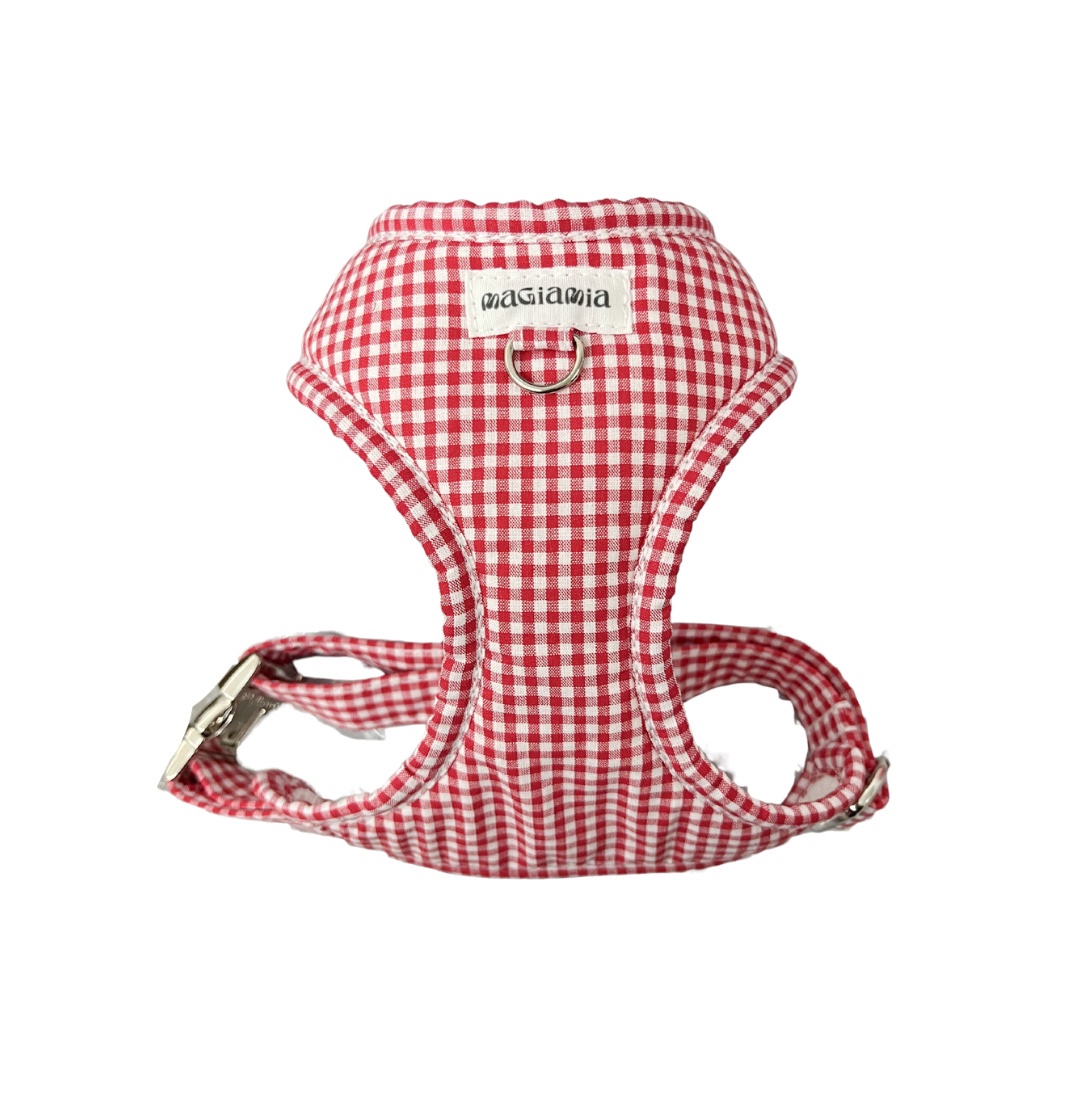 Arnés ajustable vichy rojo